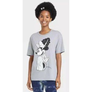 NWT Disney Women's Minnie Mouse Graphic Frankenbride T-Shirt, Gray, M
